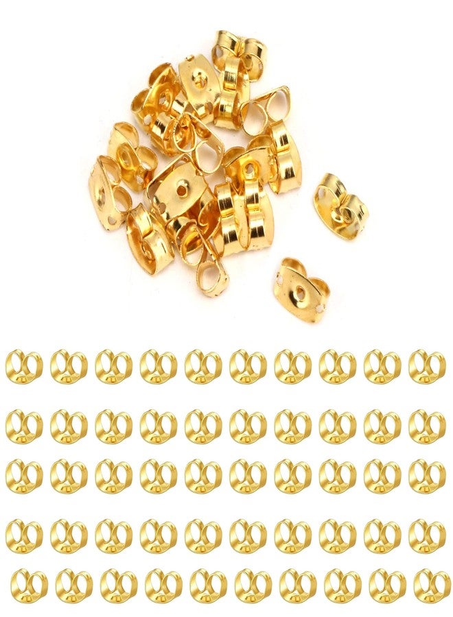 ST logo Hanging Tree 50 Pcs Golden Bullet Clutch Butterfly Premium Nuts Earring Golden Metal Stopper Back Stopper Earring Back Supporter Jewellery Making Raw Materials - Image 1
